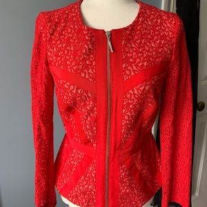 Erin Fetherston red lace jacket.